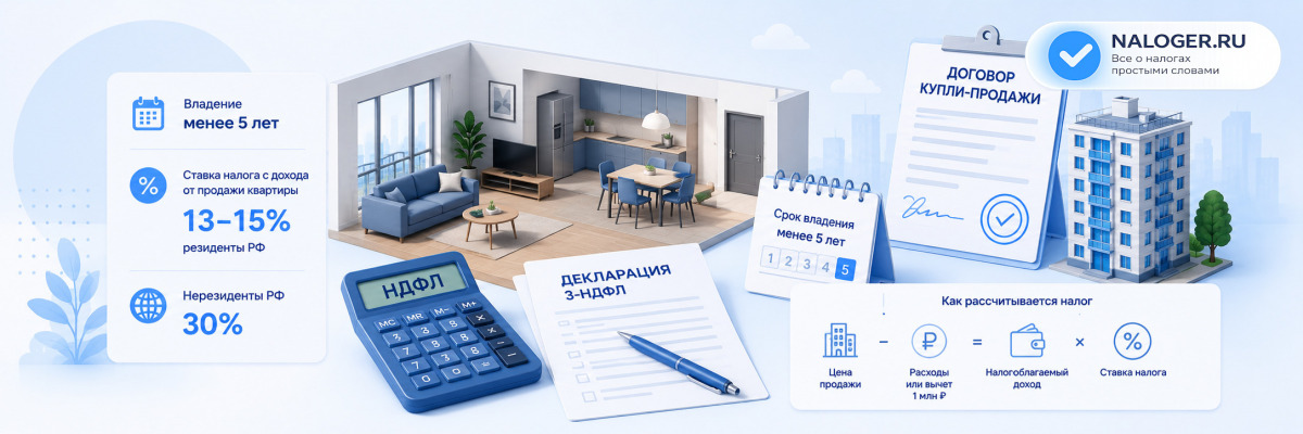 Налог при продаже квартиры менее 5 лет владения