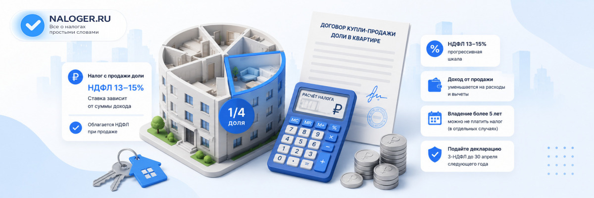 Налог при продаже доли в квартире