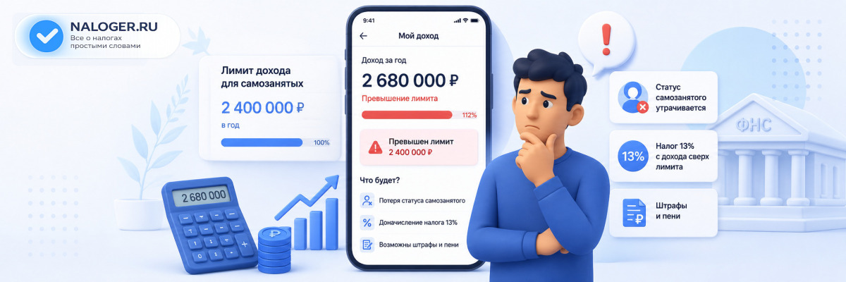 Что будет, если самозанятый превысит лимит 2,4 млн рублей