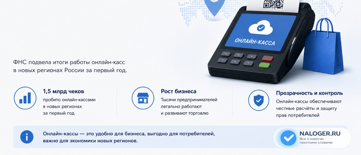 Онлайн-кассы в новых регионах: 1,5 млрд чеков за год